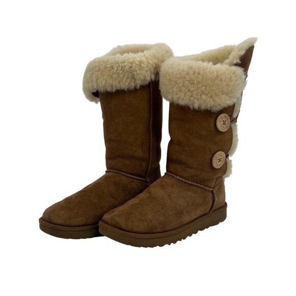 UGG Shoes - UGG Bailey Button Triplet 1873 Chestnut Sheepskin Tall Boots | Casual Winter 7